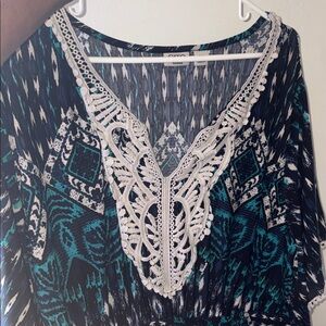 Cato Blue and Gray Patterned Dress